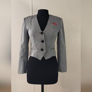 Chic Gray Blazer with Red Detail